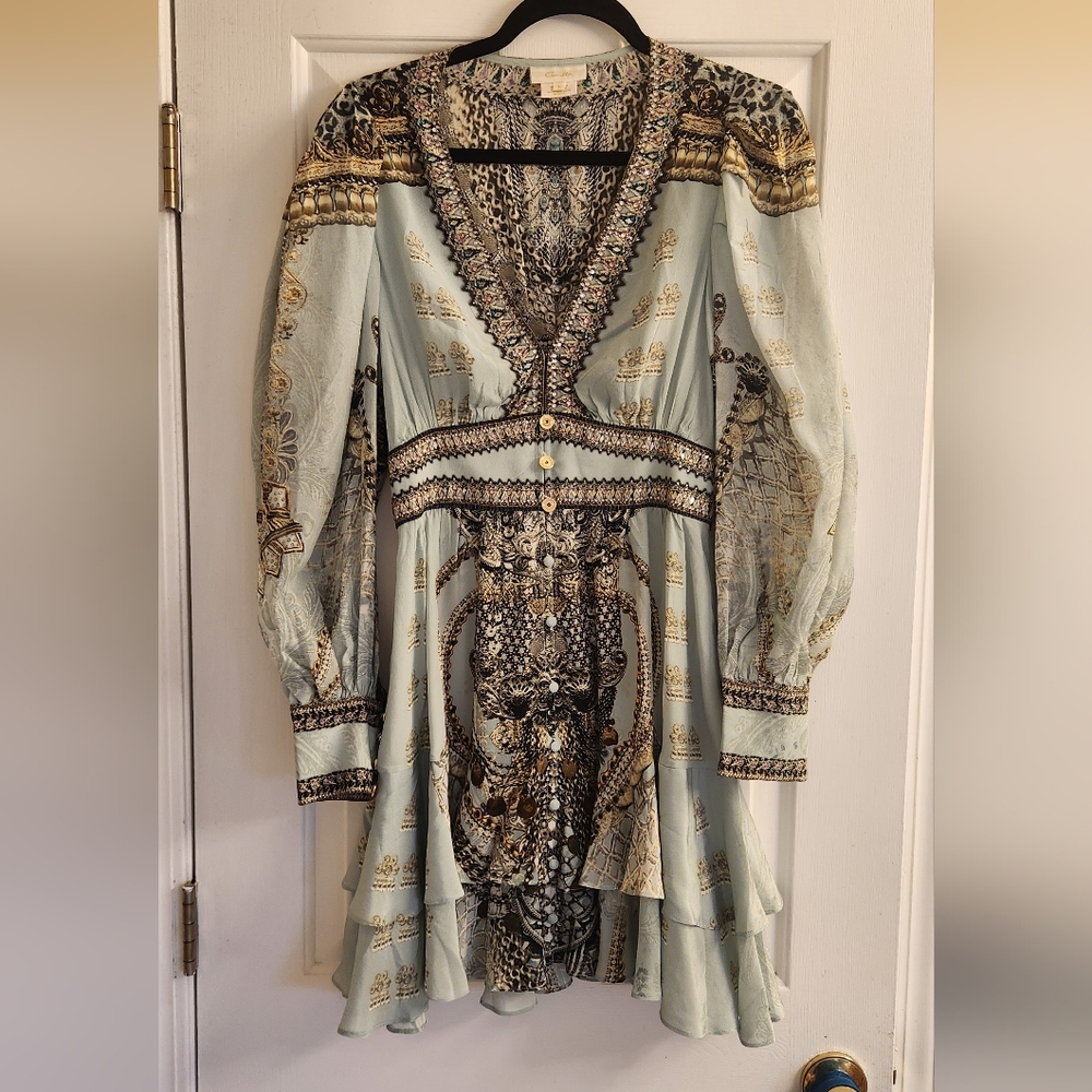 Camilla Silk Embellished Mini Dress